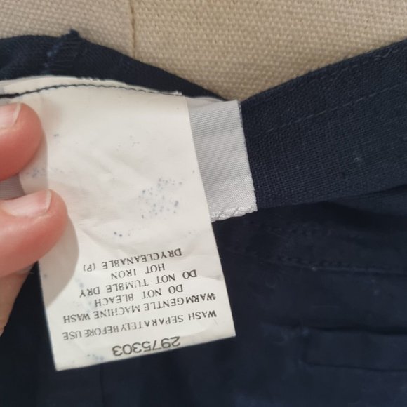 Katies Navy Blue Linen Blend Button Down Midi Skirt Vintage 90s Size 16 - Picture 9 of 9